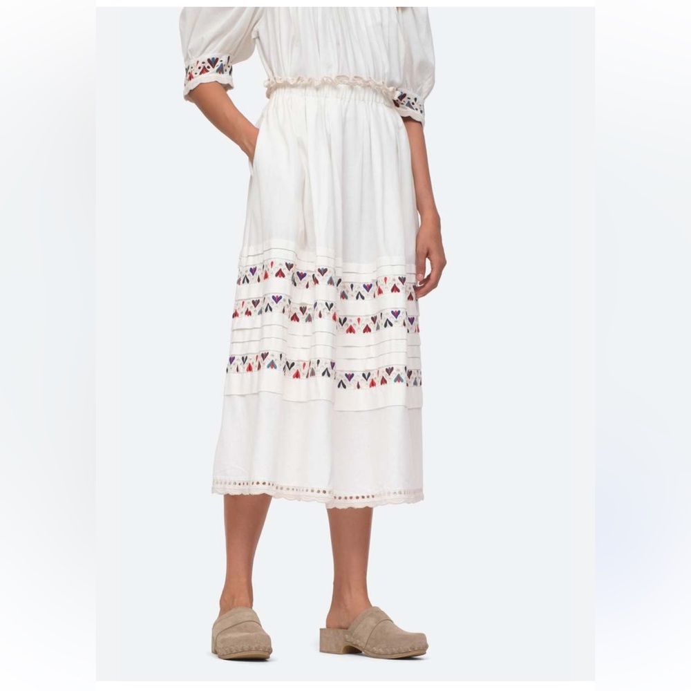 Sea New York Alicia Midi Skirt with Multicolor Embroidery